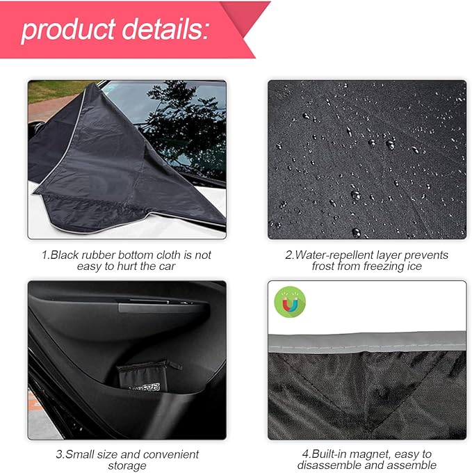 Windshield Snow Cover for Cars, Trucks, Vans - Waterproof, Windproof Winter Frost and Ice Removal Sunshade With Side Mirror Covers
