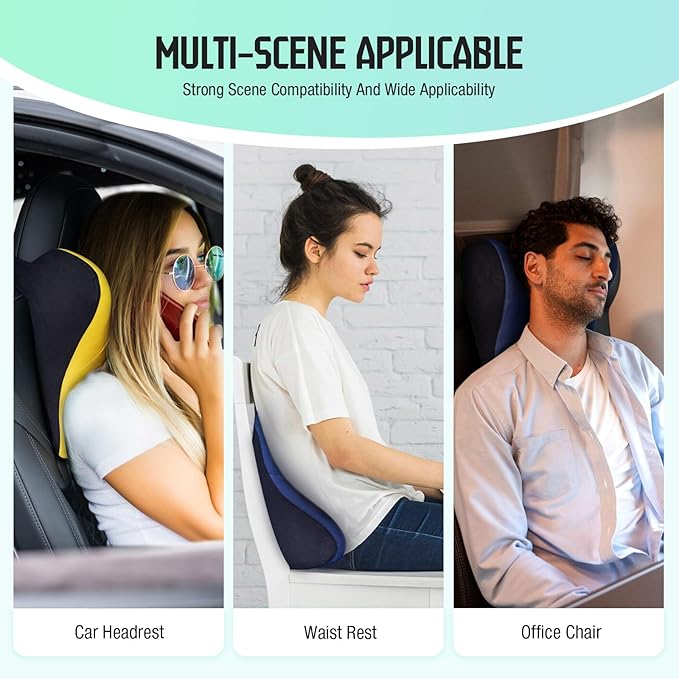 Car Neck Pillow for Driving Seat, Soft Memory Foam Headrest Pillow with Adjustable Strap and Removable Cover, Ergonomic Neck Support for Car, Office Chair, Gaming Chair – Dark Grey