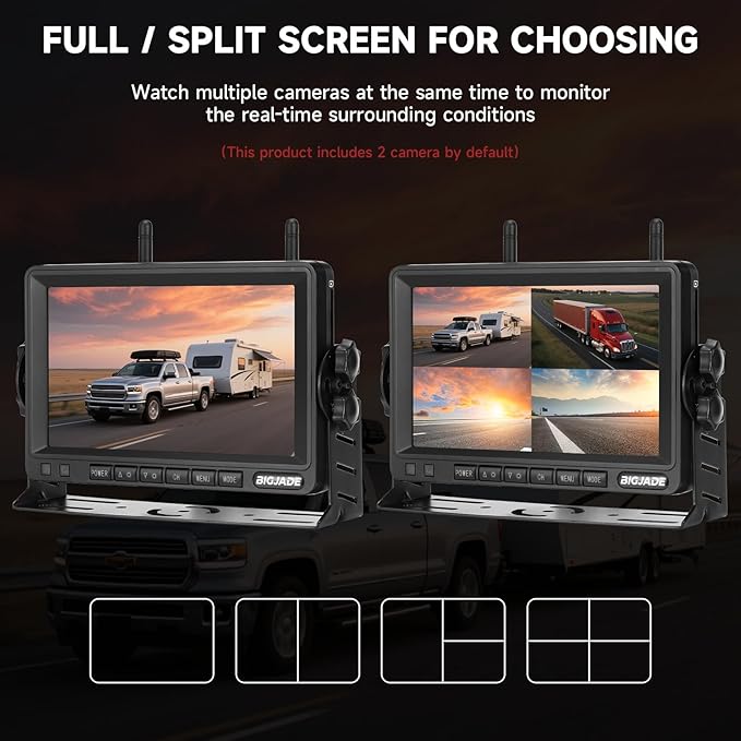 Wireless Backup Camera - Rv Backup Camera with HD 7" Monitor - Dual Back Up Camera Systems for Truck - IP69 Waterproof Rv Camera with DVR, Night Vision for Rv, Truck, Trailer and Camper