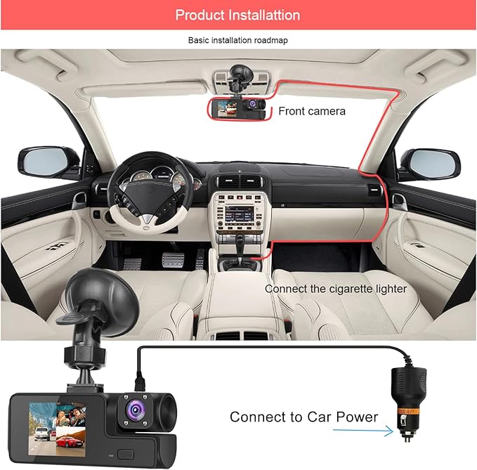 WiFi 1080P Dual Dash Camera for Car Front and Inside Dashcam Car Security Video Recorder,170°Wide Angle Vehicle Cam,WDR,G-Sensor,Loop Recording,Night Vision (WiFi Dual Dash Cam Without Card)