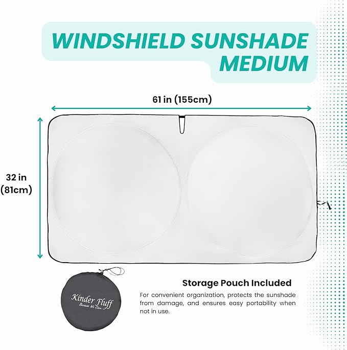 Windshield Sun Shade -Certified 99.87% UVB & 99.02% UVA Car Sun Shade. Award Winning Sunshade - Patented Technology | Compatible for BMW X3 (2011-2017) | Car Shades by Kinder Fluff