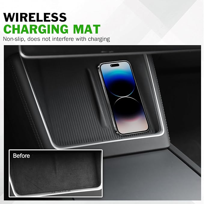 9PCS Center Console Organizer Set for Tesla Model Y Juniper 2026, Console Storage Tray Kit with Anti-Slip Wireless Charging Pad, Armrest Organizer & Cup Holder Insert (Not for Standard)