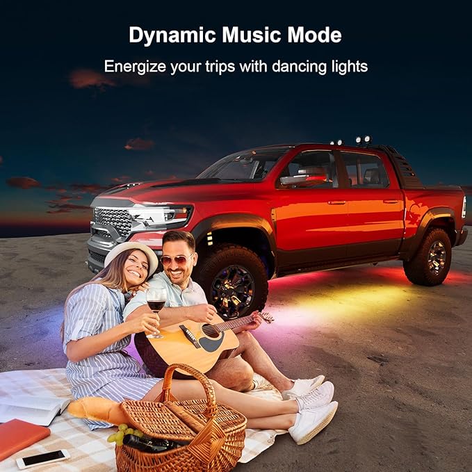 Underglow Car Lights, 6 pcs RGB-IC Smart LED Lights with APP Control and Remote Control, Dream Color Chasing DIY Music Mode, Underglow Kit for Car, SUVs, Trucks (Dream Color)