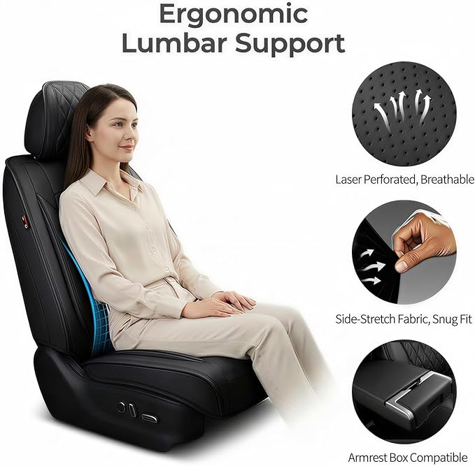 Fit for Equus Seat Covers Compatible with Hyundai Equus 2011-2016 - Waterproof Breathable Leather Automotive Seat Cushions Protector,Airbag Compatible,Only 2 Front seat Covers(Black)