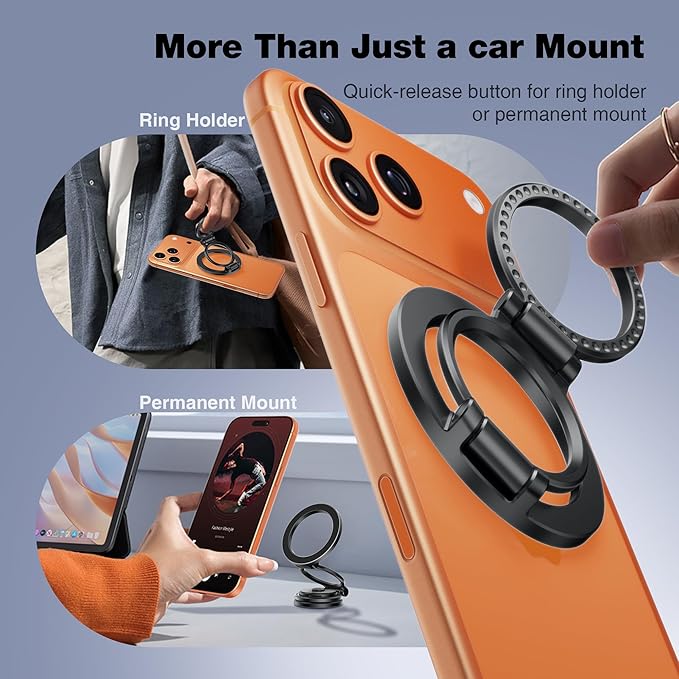 GolbinBox Car Phone Holder for MagSafe [360°Rotation] Metal Design iPhone Car Mount,Folding Car Mount [Detachable Base] Strong Magnetic Phone Holder for Car Dash,for iPhone 17 16 15 14 Pro Max, Black