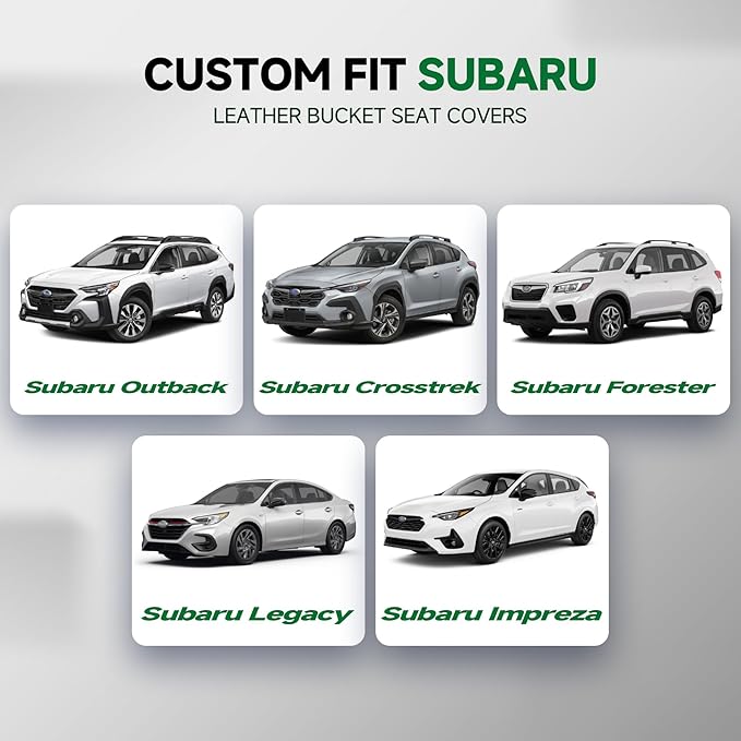 GIANT PANDA 2PCS Front Car Seat Cover for Subaru Outback Forester Crosstrek Legacy Impreza, Faux Leather Bucket Seat Covers (Black)