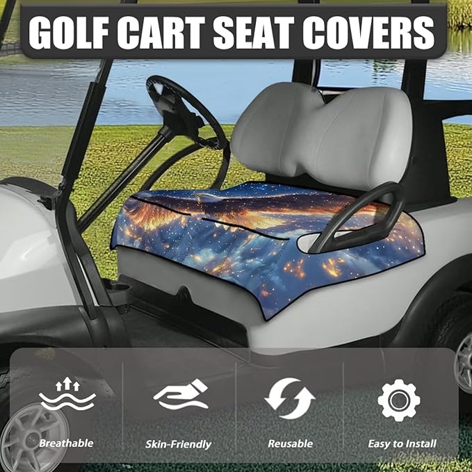 Biyejit Golf Cart Seat Covers with 4 Pockets Golf Cart Seat Towel Blanket Fits 2-Seat Golf Carts, Golf Cart Accessories