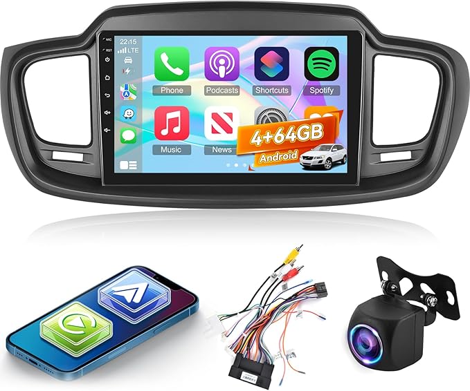 4+64G for KIA Sorento 2015 2016 2017 2018 2019 2020 (with Big Screen) Android Car Stereo with Wireless Carplay/Android Auto - 10 Inch Touchscreen Radio with 32EQ DSP/WiFi/GPS/SWC, AHD Rear View Camera