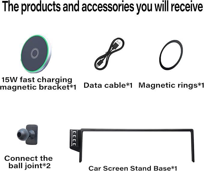 Car Phone Holder for 2023-2025 Toyota BZ4X / Subaru Solterra Accessories Apply to 8/12.3 Inch Touch Screen 15W Fast Wireless Charger Screen Fixed Clip Cell Phone Mount Hands-Free