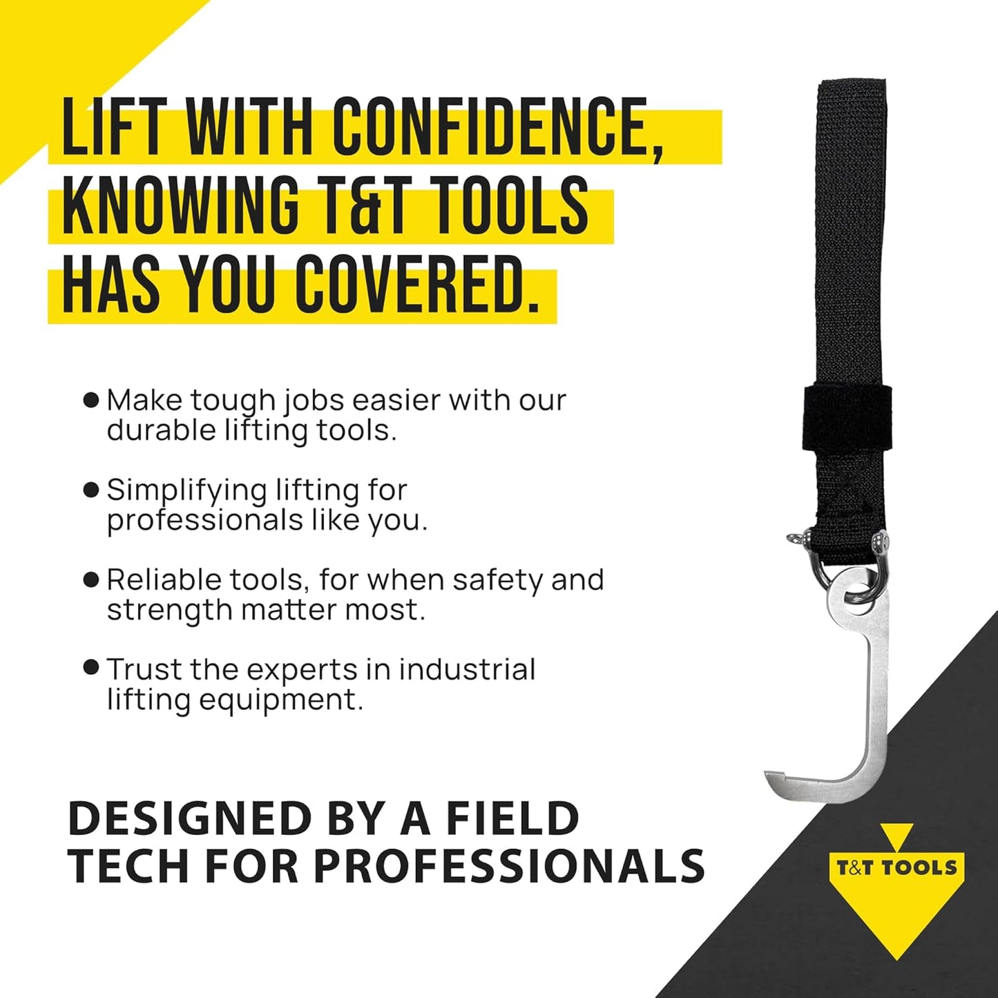 T&T Tools Lid Sling Hook (Short Hook 1.5 Inch Style) - Lift Manhole Covers & Handhole Lids, Versatile Lifting Hooks, Rigid Steel Tool Hook for Moving