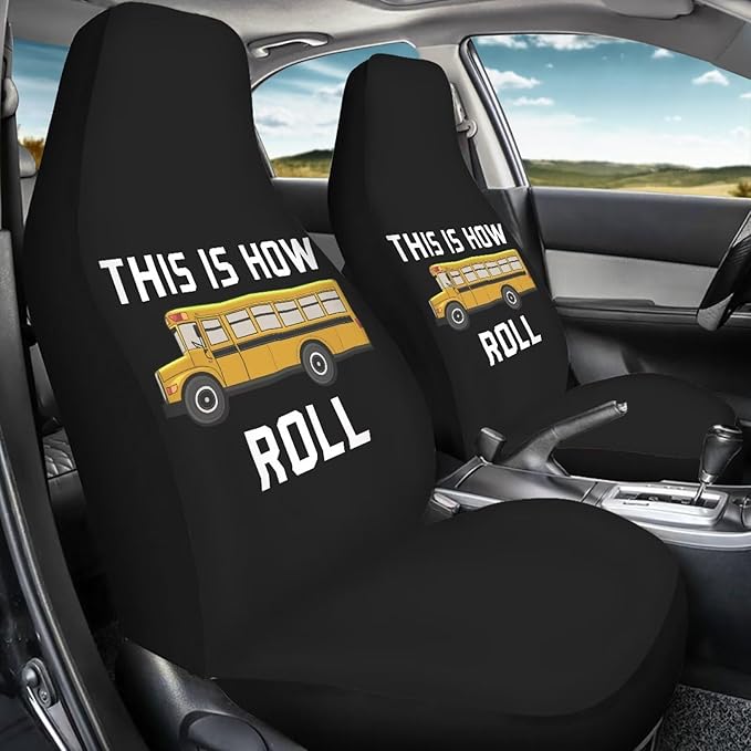 Car Seat Covers Set of 2 Breathable Universal Car Front Seat Protector Elastic Fabrics Cover Easy to Install Car Accessories for Most Cars Auto SUV Sedan Truck, This is How I Roll