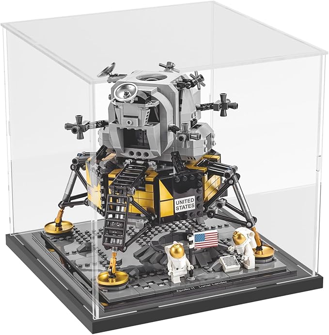 Choowin Acrylic Display Case for Lego Soccer Ball 43019 for Lego Taj Mahal 21056 10266 75318 76261 Thickened Clear Acrylic Display Cases for Collectibles Assemble Dustproof Display Box(Black Base)