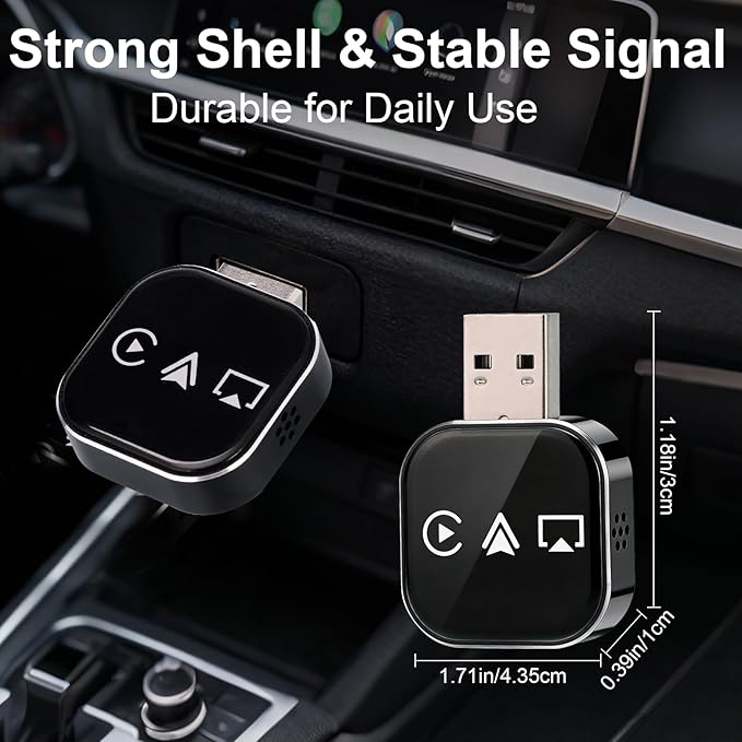2026 Upgrade 3 in 1 CarPlay Adapter,Screen Mirroring Adapter for Car,Adapter for iPhone/Apple/Android Phone to Car Screen, Auto Connect(Black)