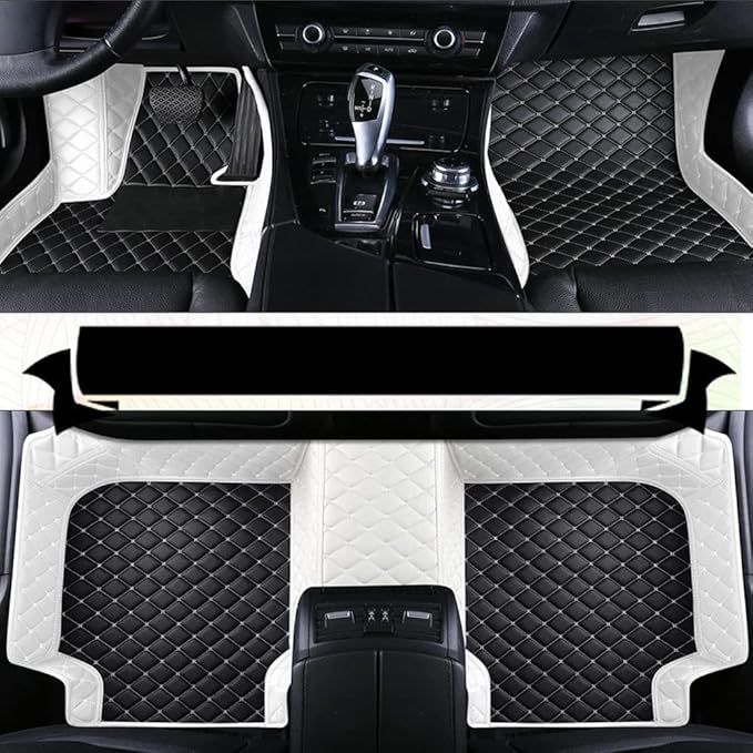 Custom Making Car Floor Mats Compatible with Audi BMW Mercedes-Benz Toyota Lexus Honda Infiniti Nissan Hyundai Kia All Models 2005-2026 (Light Gray and Black White)