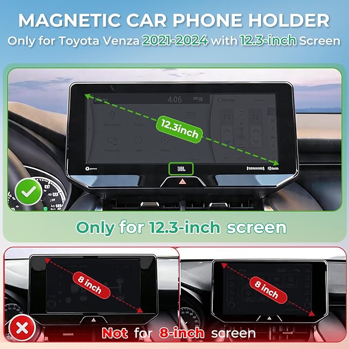 Car Phone Holder for Toyota Venza 2024 2023 2022 2021 (Only for 12.3-Inch Screen) 360° Rotation Magnetic Cell Phone Mount, Compatible with Magsafe, Does Not Affect Air Vent