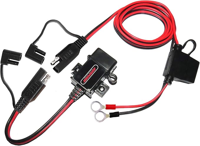 MOTOPOWER MP0609AA 3.1Amp Motorcycle USB Port Kit SAE to USB Adapter Cable with SAE Cap
