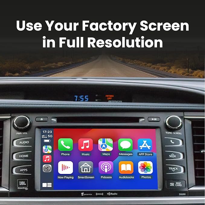 Wireless/Wired Adapter for CarPlay Android Auto Compatible with Toyota Highlander 2014-2019 Entune 2.0 High Definition Audio High Screen Resolution.