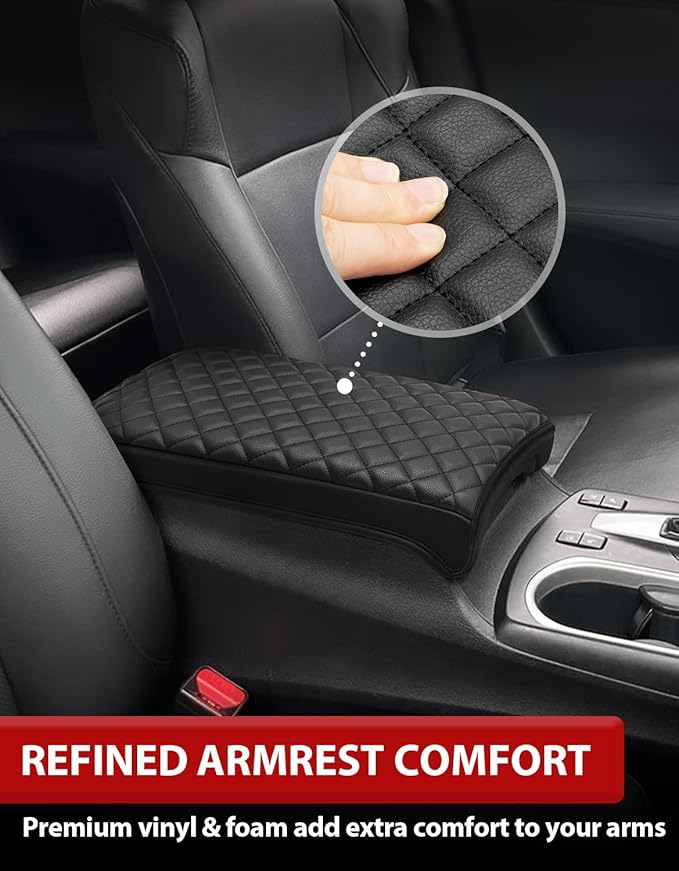 KBH Center Console Armrest Cover for Acura RDX 2013 2014 2015 2016 2017 2018, Middle Console Lid Protector Cushion Pad Accessories, Vinyl Leather, Anti-Scratch, Black