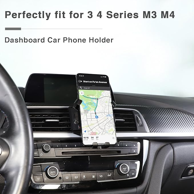 LLKUANG Car Mobile Phone Mount Compatible with BMW 3 4 Series M3 M4 F30 F31 F32 F33 F34 F36 F80 F82 F83 360-Degree Rotary Cell Phone Holder Navigation Bracket Accessories
