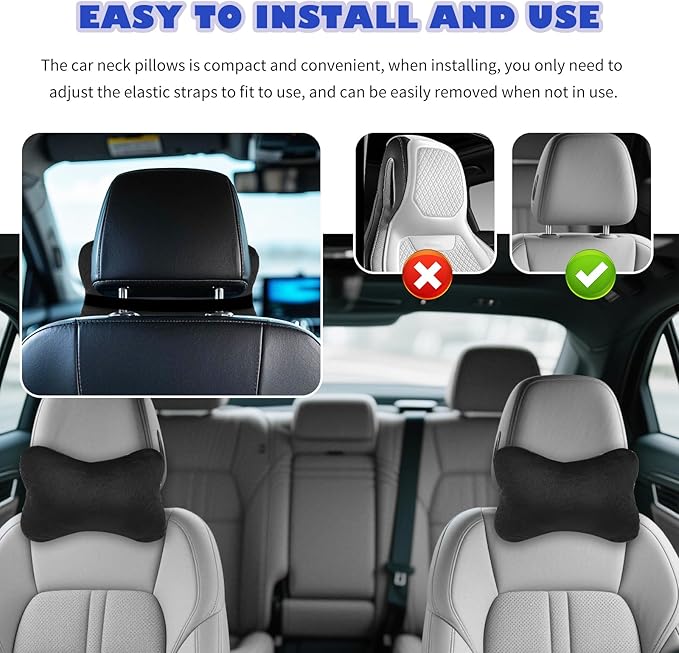 2PCS Car Headrest Pillow,Soft & Comfortable Car Neck Pillow for Driving Fatigue Relieve,All-Season Universal Cars Head Rest Pillows Automotive Interlor Accessorles for Cars,SUVs