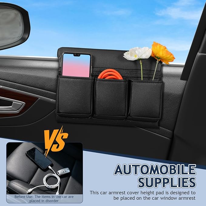 2Pcs Car Armrest Cushion Pads Memory Foam Car Interior Armrest Support for Side Door Center Console Auto Accessories 8.66X7.09X8.66 Inches