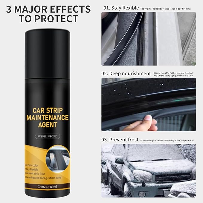 Rubber Seal Protectant - 80ml Weatherproof Noise-Reducing Lubricant | Flexible Car Trim Restorer with Protective Formula, Easy Application or Automobile RV Trunk and Roof Seams