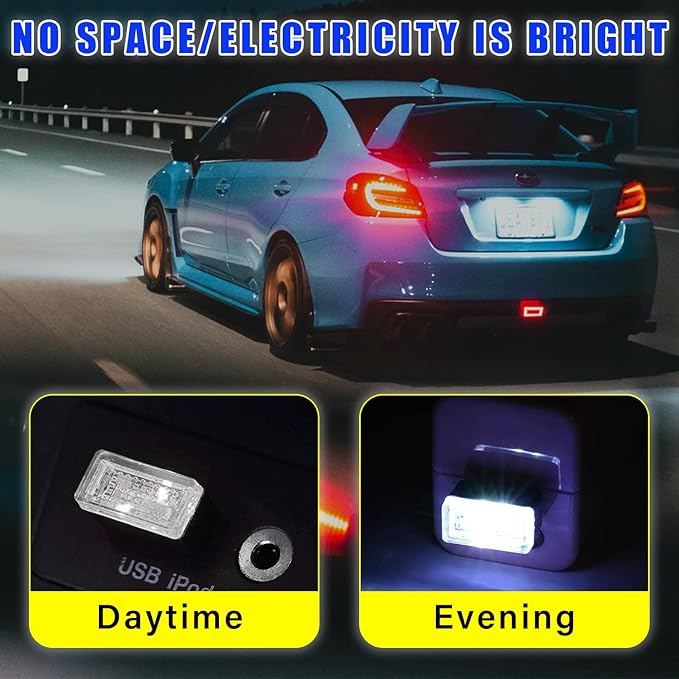 Augeny 4 PCS USB LED Car Interior Atmosphere Lamp, Plug-in USB Decor Night Light, Portable Auto Ambient Lighting Kit, Universal Vehicle Interior Accessories for Most Cars (White)