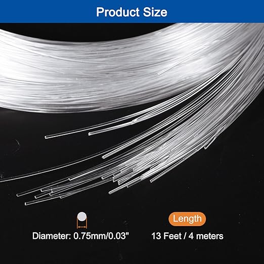 MECCANIXITY 50Pcs 13ft PMMA Mixed Fiber Optic Cable Strands 0.03 Inch Side Glow LED Illumination Crystal Cables Car Atmosphere Lights for Star Sky Roof Ceiling