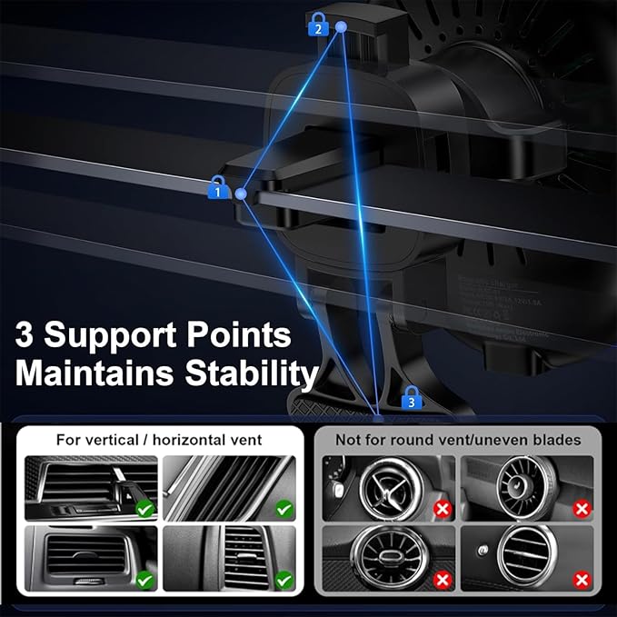 Wireless Mag Car Mount Charger for Samsung Galaxy S26 Ultra S26 Plus S25 Ultra S24 FE S23 Plus S22 S21 S20, 15W Magnetic Auto Phone Charging Car Wireless Charger for Google 10 9A 8A 7 8 9 Pro Fold XL