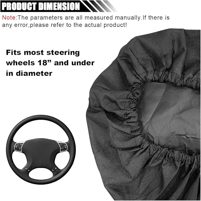 Car Steering Wheel Cover Sun Shade, Anti-Heat Steering Wheel Protector, Universal 18 Inch Auto Steering Wheel Sun Block Cover, Steering Wheel Shield Accessories for Most Car Truck SUV (Black)