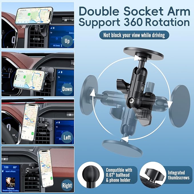 Car Vent Magnetic Phone Mount Compatible with 2021-2026 Ford F-150, 2022-2026 F-150 Lightning XL & PRO,2023-2026 Ford Super Duty, Metal Cell Phone Holder Cradles Bracket Stand for All Smartphones