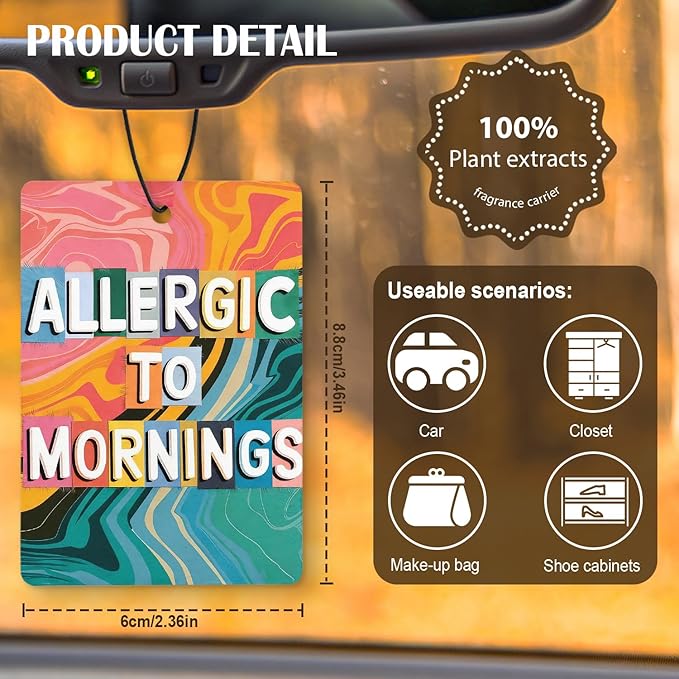 Funny Groovy Pop Car Air Freshener 4 Pcs, 70s Retro Y2K Sarcastic Humor Quote Hanging Air Freshener for Cars Closet Drawer Books, Funny Car Accessories for Women