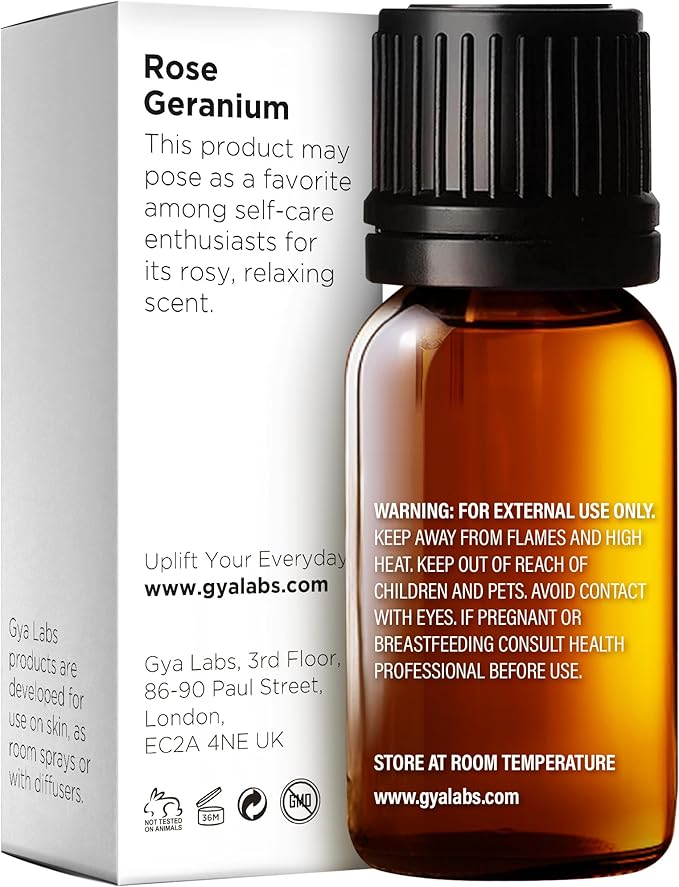 100% Pure Rose Geranium Essential Oil - 0.34 Fl Oz - Rose Geranium Oil for Hair, Skin, Diffuser, Aromatherapy & DIY Candle Making Scent