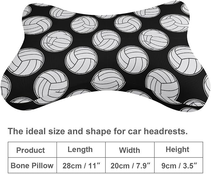 Car Headrest Pillow Compatible with Black And White Volleyball Ball, Cartoon Neck Pillow for Car, 2 Pcs Comfortable Soft Car Seat Pillow for Driving,Head Rest Cushion, Cute Neck Pillow for Travel
