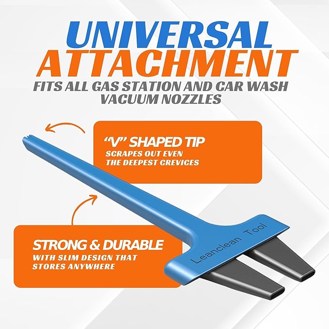 Vacuum Detail Attachment Tool | All-in-One Deepcleaning Crevice Cleaner/ Ice Scraper | The Best Car Accessories & Essentials | Wet & Dry Car Detailing Kit | Truck, Auto, & RV Cleaning Supplies (Blue)
