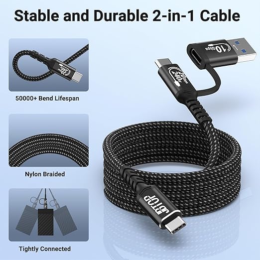 20Gbps USB c Cable for Android auto [6.6ft 2Pack],2-in-1 USB 3.1 CarPlay Cable Fast Charge & Data Transfer, Compatible with iPhone 16 15 Pro Max, Galaxy S23 S22 Ultra Note 20, SSD