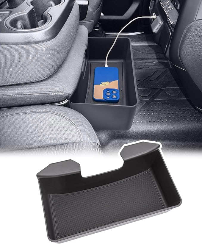 TOPINSTALL Large-Capacity Jump Seat Hanging Tray Compatible with 2019-2026 Chevy Silverado/GMC Sierra 1500, 2020-2026 Silverado/Sierra 2500HD 3500HD, Console Organizer (Split-Bench Folding Seat Only)