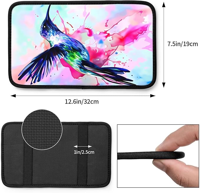 Hummingbird Car Handrail Box Cushion Armrest Cover Auto Center Console Pad Car Decor 12.6X7.5 in