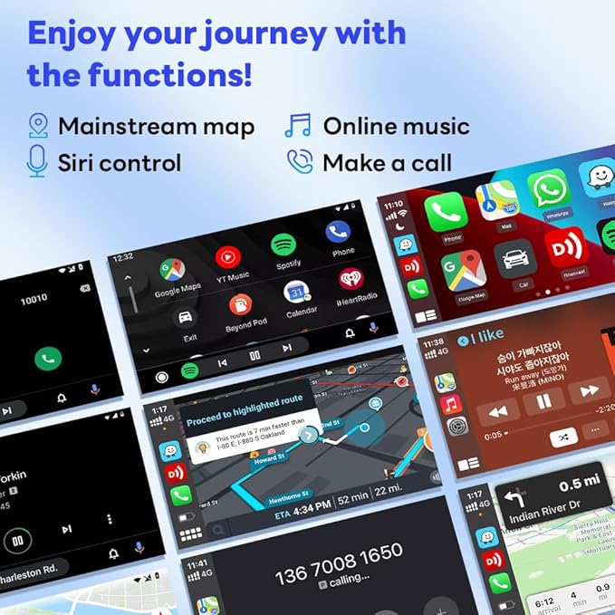 CarlinKit 5.0 Wireless CarPlay/Android Auto Adapter USB for Factory Wired Cars (Model Year: 2015 to 2026), Convert Wired Apple CarPlay & Android Auto to Wireless Dongle, Fit in-Dash Navigation