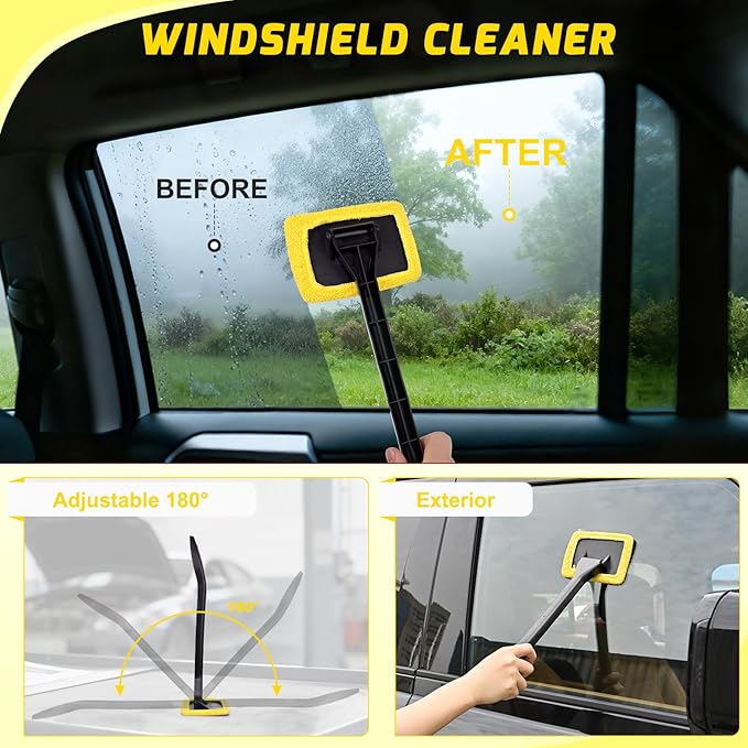 Nilight 15PCS Car Detailing Kit Auto Cleaning Tools Wash Set with Storage Carry Bag Beginners Easy to Use for Interior Exterior Car Care Clean Windshield Dashboard Seat Air Vents Wheels Tires, Yellow