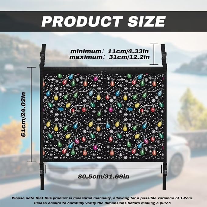 Colorful Lights Car Roof Storage Bag Car Seat Storage Hanging Bag Multi-Purpose Car Bag Storage Box Organizer Pouch Pocket Inner Car Accessories Compatible with Most Vehicles