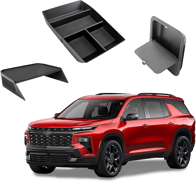Center Console Organizer Compatible with 2024-2026 Chevy Traverse Accessories, Divider Compartment Tray＆Console Bottom Storage Box＆Armrest Hidden Insert Tray (Not fit 2024 Traverse Limited)