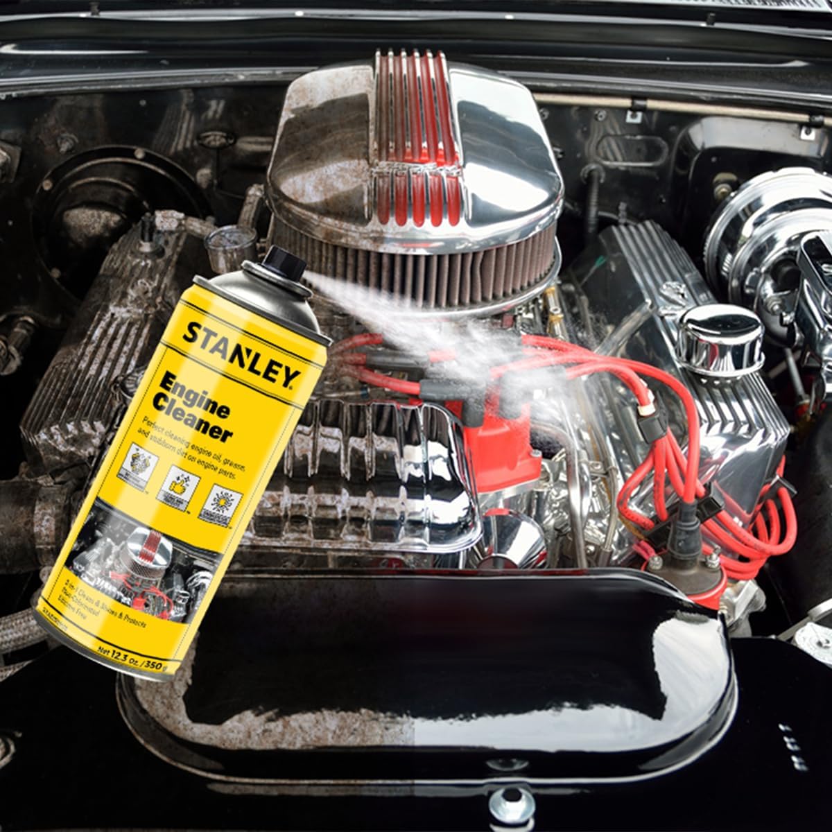 STANLEY AP 92 Engine Cleaner Spray - 12x12 Fl. oz., Automotive Degreaser Spray,Use for Tight Spaces, Non-corrosive - 2 Pack