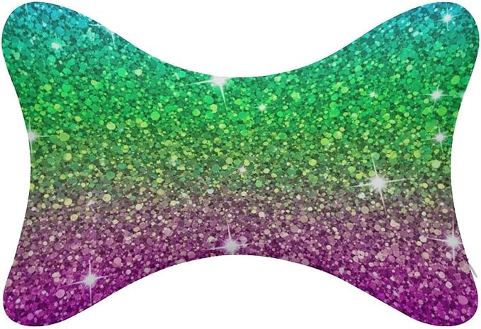 Headrest Pillow for Car Seat, 2 Pcs Memory Foam Neck Support Pillow for Neck Pain Relief, Compatible with Beautiful Turquoise Bling Glitter Sparkles Pattern Car Office Soft Travel Pillow