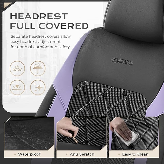 Coverado Car Seat Covers, Seat Covers Full Set, 5 Seats Automotive Seat Cover, Mesh Breathable Seat Protectors, Universal Fit for Most Cars