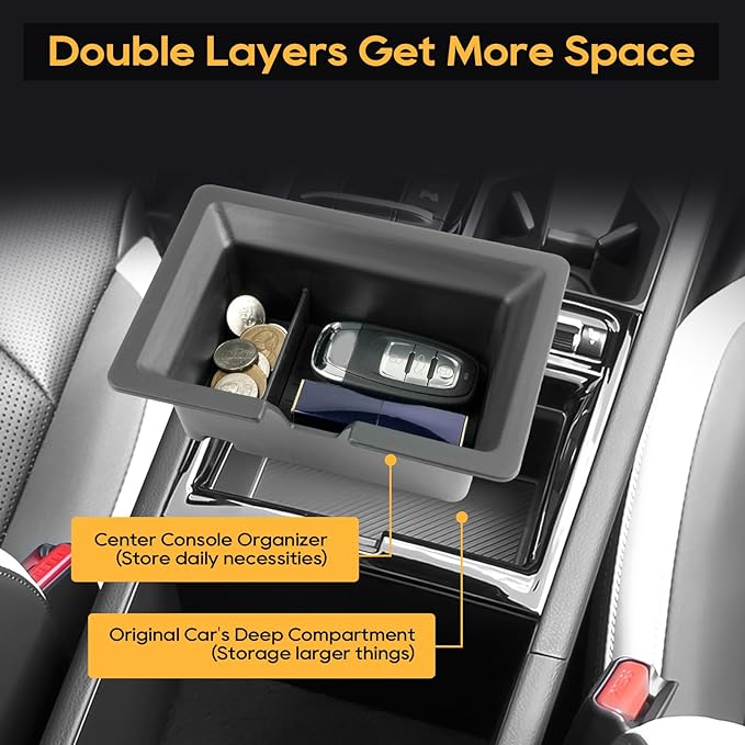 LFOTPP Center Console Organizer Tray for 2025 2026 Kia K5 (LXS/GT-Line/GT/EX), Armrest Storage Box Insert, OEM Fit, Non-Slip Waterproof Center Car Interior Accessory - Black