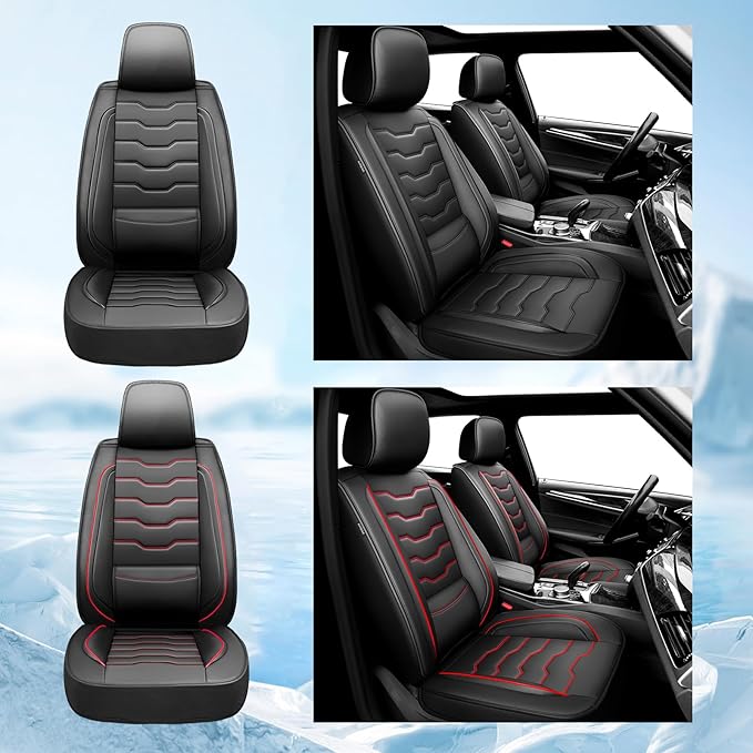 Fit Prius Car Seat Covers for Toyota Prius 2001-2025 2026 -Full Set Premium Leather, Waterproof，Breathable，All-Weather Seat Cushion Protecto & Airbag Compatible, 5-Seats Black