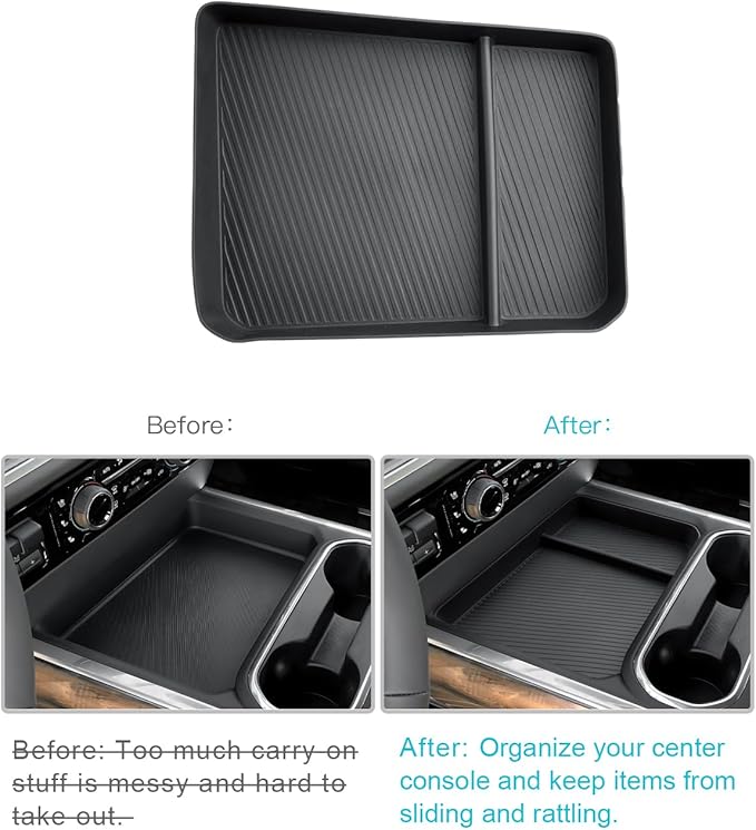 CDEFG for 2024 2025 2026 Chevy Silverado 2500HD 3500HD Center Console Organizer Accessories Middle Console Storage Box, Full Console w/Bucket Seats ONLY(Not for 1500, Not for Front Row w/Three-Seat)