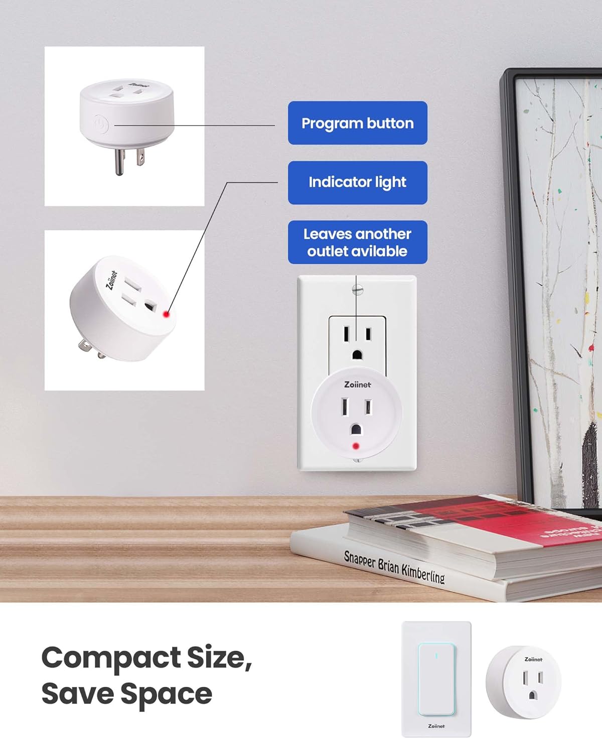 Remote Control Outlet Plug with 2 Switches, Buckle Design & Removable Wireless Light Switch, No Wiring Needed, 300 ft, 15A/1500W, Programmable, for Household Appliances