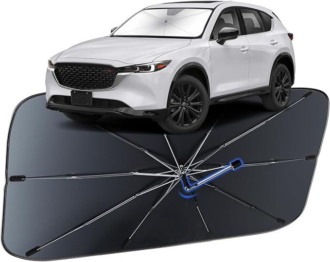Windshield Sun Shade for Mazda CX-5 2017-2025, Umbrella Car Shades with 360°Rotating Shaft, Foldable Front Window Sunshade for UV & Heat Protection